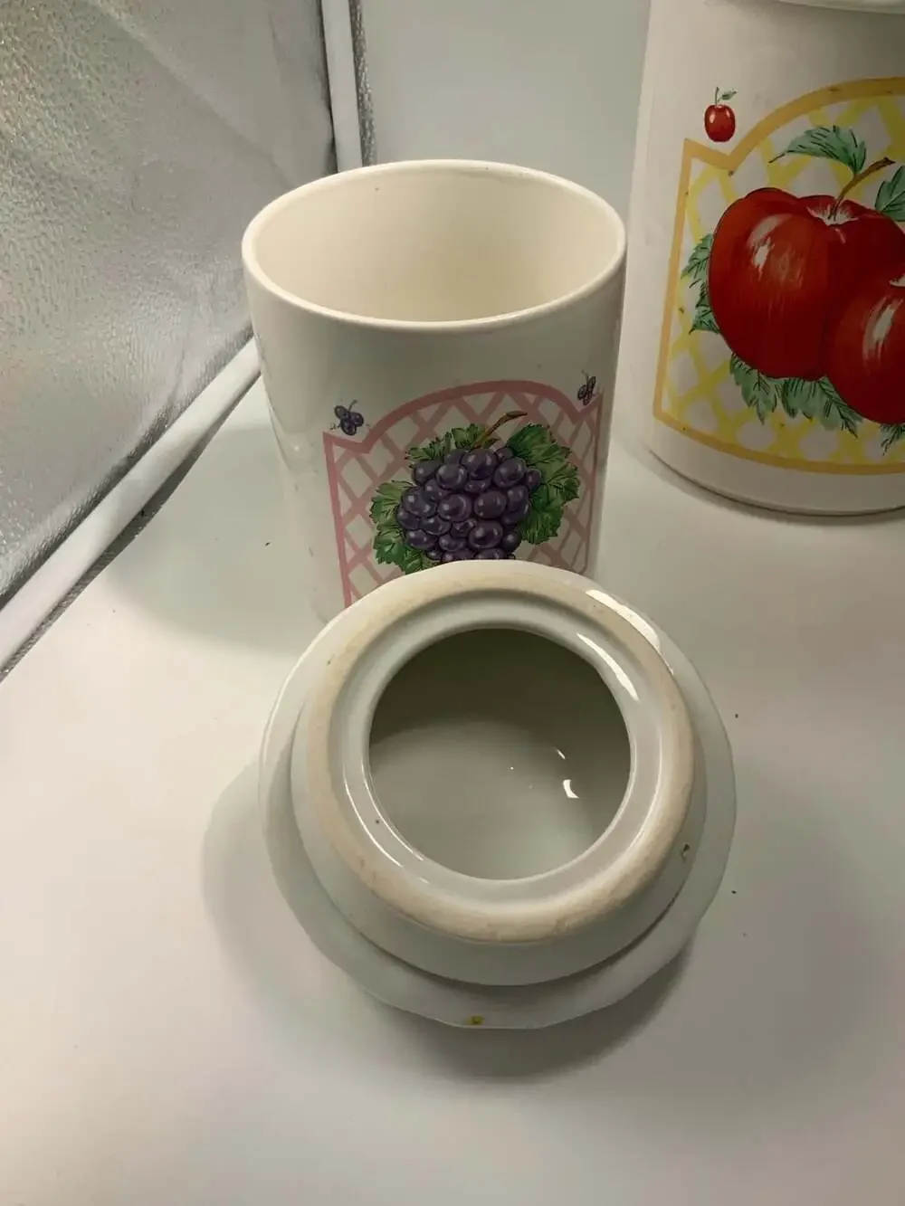 Vintage Himark Taiwan Ceramic Kitchen Canister Set with Fruit Pattern